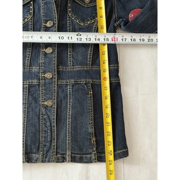 Vtg Kikit Jeans women's M denim jacket removable collar with faux fur NWT - Picture 16 of 16